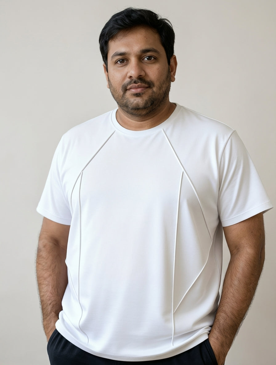 Structured Tee  - Ecru White | Premium Fit T-Shirt for Men | Vanguard