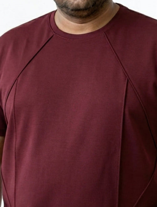 Structured Tee  - Claret Maroon | Premium Fit T-Shirt for Men | Vanguard